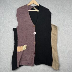 Nika Sweater Vest Womens Large Colorblock Asymmetrical Boho Artsy Art to Wear